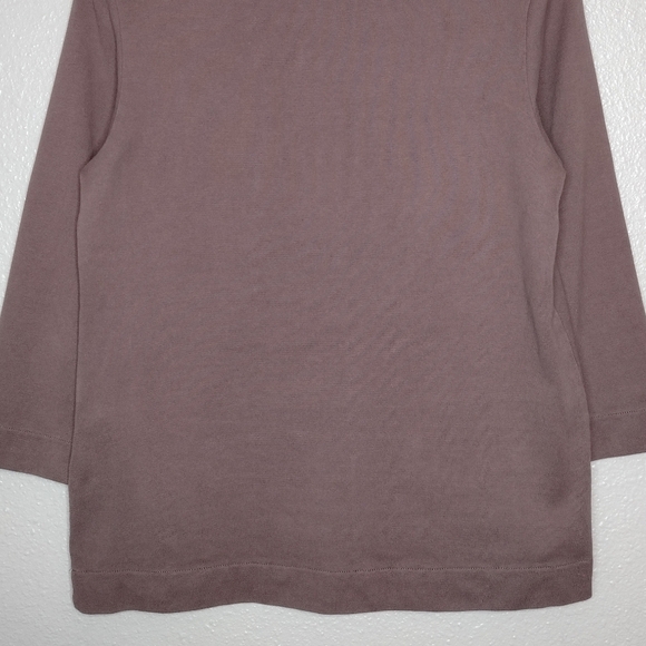 Kate Spade Saturday Boat Neck Minimalist Neutral Brown 3/4 Sleeve Top Sweater - Picture 6 of 13